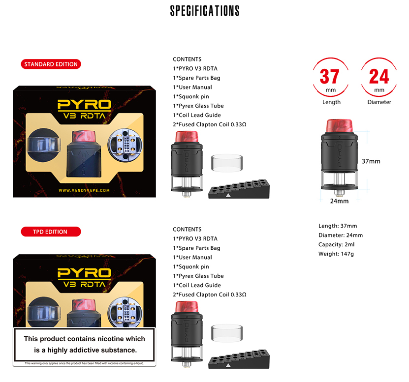 Pyro V3 RDTA Вейп глава