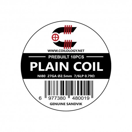 Coilology Plain Coil SANDVIK Ni80 27GA 2.5mm 7/6LP 0.79ohm 10pcs